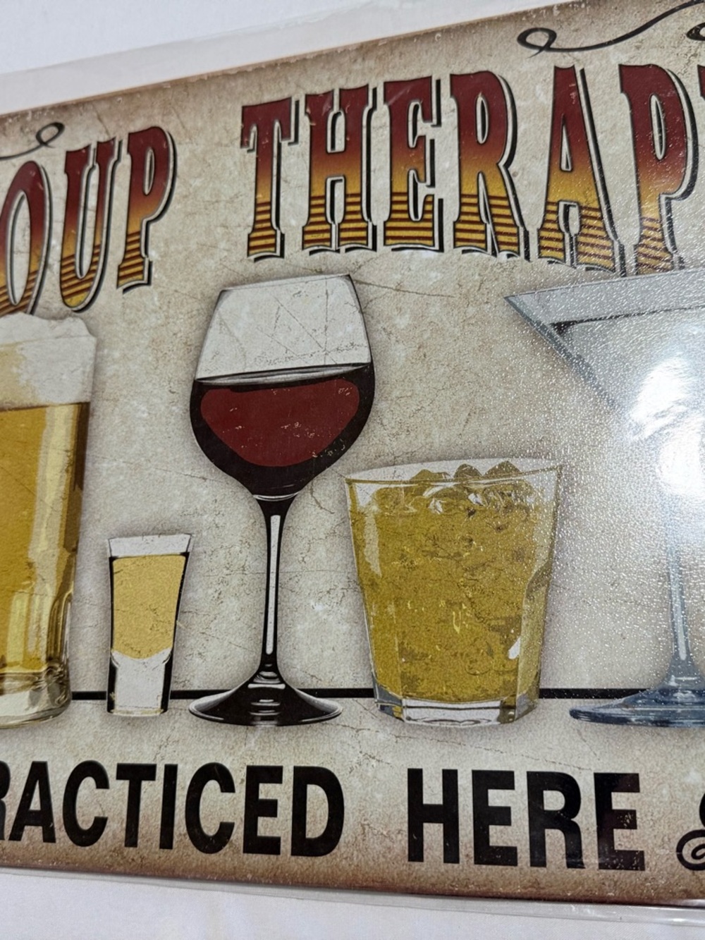 Group Therapy Alcohol Funny Rustic Vintage Metal Tin Signs Man Cave Garage - Picture 2 of 5